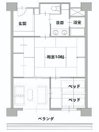 間取り図：ベッド付和室