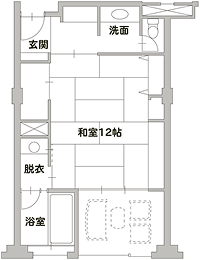 間取り図：和室渓谷側12畳