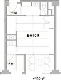間取り図：和室渓谷側10畳（3階～5階）